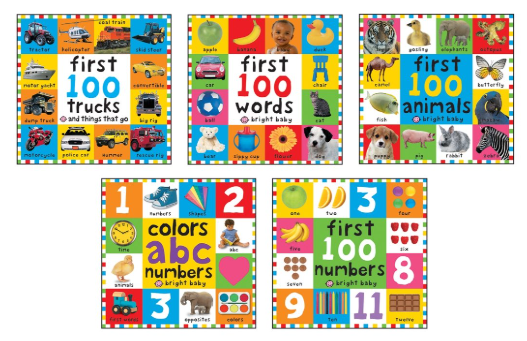 Priddy First 100 Early Learning Library – 5 Book Bundle with Stickers